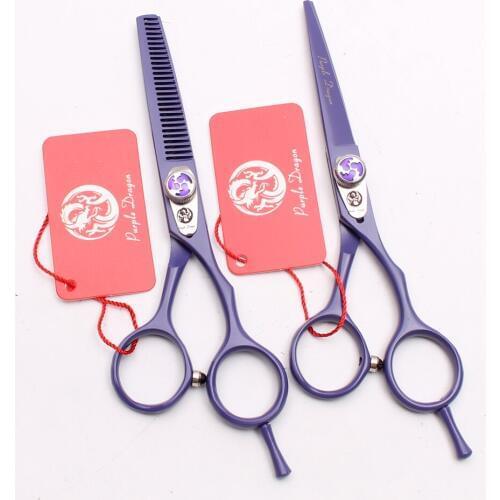 Z1018 6.0" 17.5cm Violet 440C Purple Dragon Bang Cut Barber Scissors Cutting Scissors Thinning Shears Professional Hair Scissors