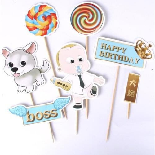1set Cute Dog Baby Lollipop Cake Toppers Decoration For Birthday Party Cake Picks Pet Themed Party For Wedding Baby Shower