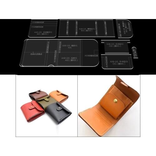 1 Set Hand made Wallet Acrylic Template Leather Pattern Diy Hobby Leather craft Sewing Pattern Stencils
