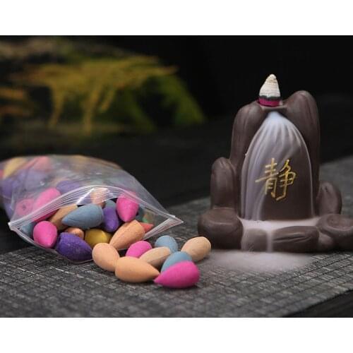 10Pcs/50Pcs Backflow Incense Cones Mixed Natural Scents Sandalwood Rose Lily Tulips Rosemary Lavender Sakura Osmanthus Dropship