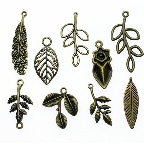 10pcs Tree Branch Pendant Charms Antique Bronze Color Branch Leaves Charms Jewelry DIY Branch Charms For Bracelet Making