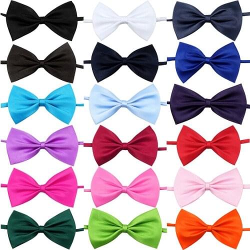 100/300/500pcs Polyester Cat Dog Bow Ties Solid Colors Pet Dog Bowties Neckties Adjustable Collars for Dog Accessories