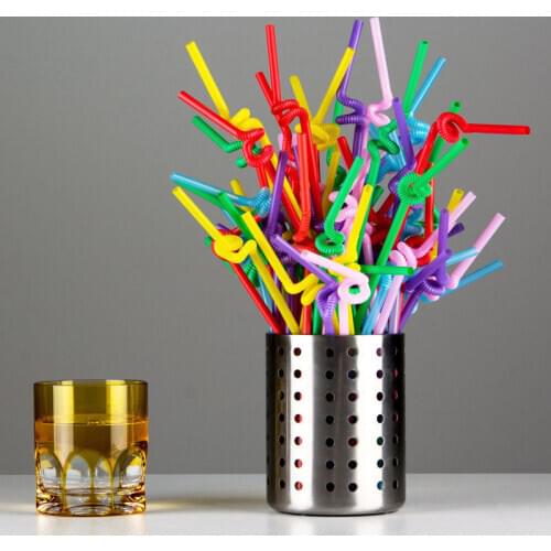 100Pcs Extra Long Flexible Plastic Drinking Straws Grade Colorful Extra Long Bendy Party Bar Drinking Supplies Cocktail Plastic