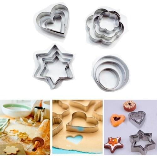 12pcs/set Biscuit Mold Cookie Cutter Moulds Cookie Fondant Pastry Stamps Cutters Slicer Cake Decorating Tool Kitchen Baking Tool
