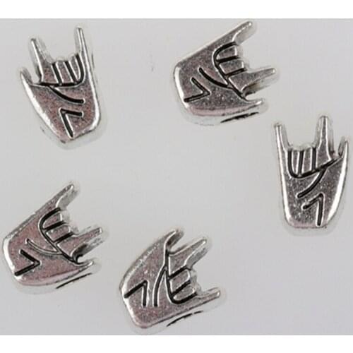 20pcs Elephant Heart Shape Bicycle Peace Hand Beads European Spacer Big Hole Bead Charms Bracelet Necklace For Handmade Jewelry