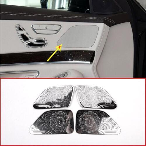 4pcs Chrome For Mercedes Benz W222 S Class S300 S320 S350 S400 2014-2018 Car Stainless Steel Door Speaker Cover Trim 2014-2018