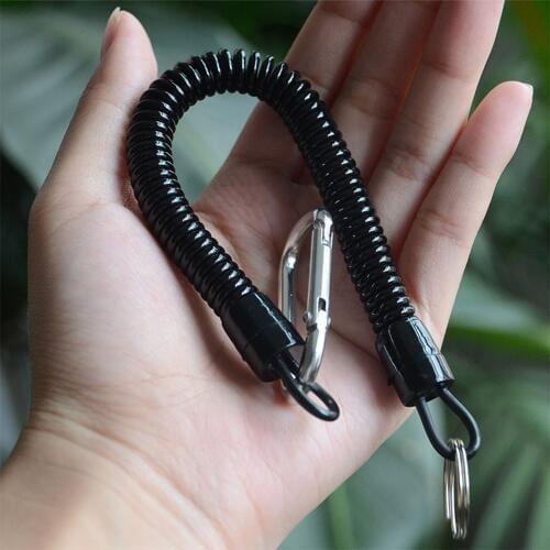5Pcs/lot Anti-lost Elastic Lanyard Rope Tactical Black Spring Safety Strap For Keychain Flashlight Outdoor Accessories