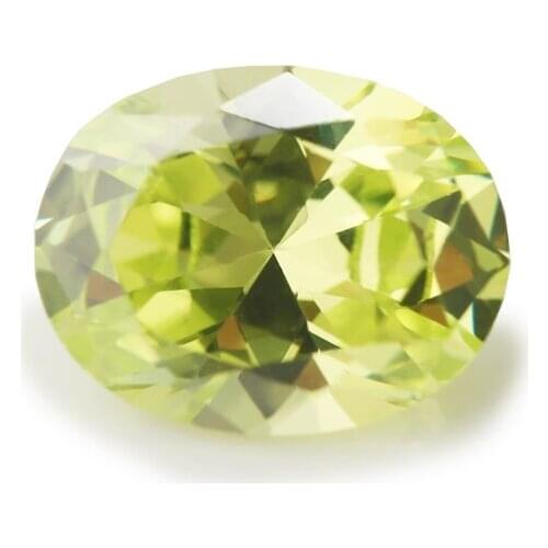 50PCS 3x4~10x12mm Oval Shape Brilliant Cut AAAAA Apple Green Color Loose Cubic Zirconia Gems CZ Stone For Jewelry Diy
