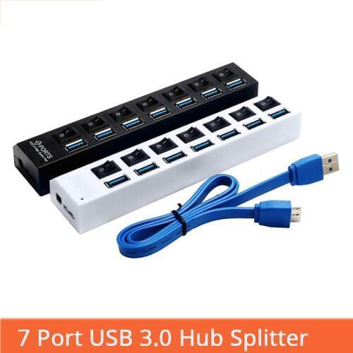 7Port USB3.0 HUB Super Speed 5Gbps Mini USB HUB 3.0 USB Splitter With On/Off Switch PC Computer Peripherals Accessories