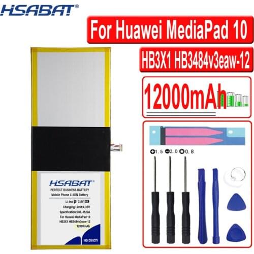 HSABAT 12000mAh HB3X1 HB3484v3eaw-12 Battery For Huawei MediaPad 10 Link S10-201wa Tablet PC