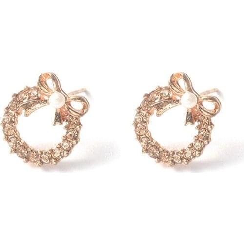 Bowknot Rhinestone Earrings Small Earrings Womens Stud Earrings