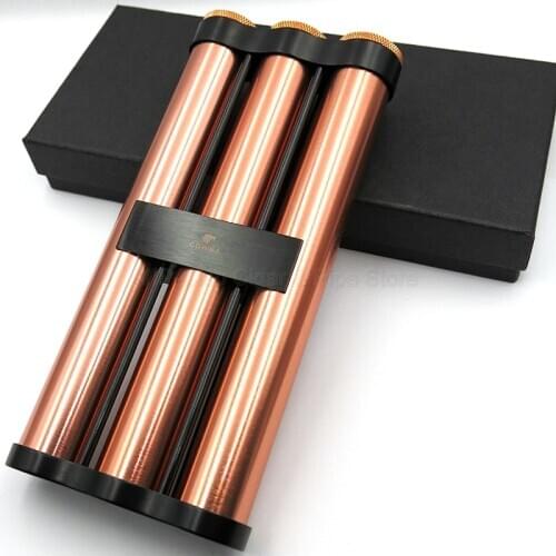 COHIBA Gadget Metal Cigar Tube Humidor Hydrating Holder Case With Humidifier For 2/3 Cigars of 50 Ringage Smoking Tool