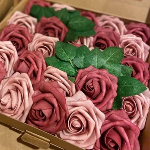 10/20/30 Heads 8CM Artificial PE Foam Rose Flowers DIY Wedding Bride Bouquets for Bridal Shower Party Wedding Decorative Flower
