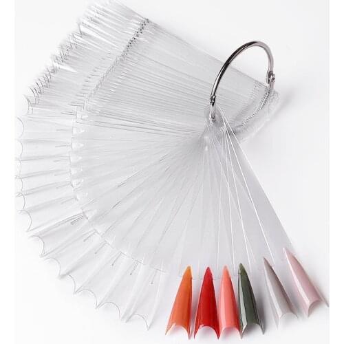 Nail Display 50Pcs Tips Fan-Shaped Nail Color Card Polishing Board Skills Nail art Practice Swatches Design Tool