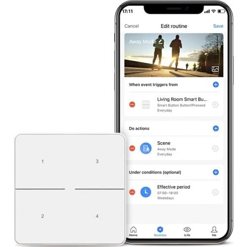 BroadLink SR3 Remote Switch Smart WI-FI Button for Scene Control Works With ALexa, Google Home, IFTTT