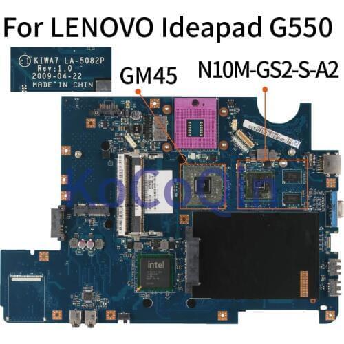KoCoQin laptop Motherboard For LENOVO Ideapad G550 Mainboard KIWA7 LA-5082P N10M-GS2-S-A2 DDR3