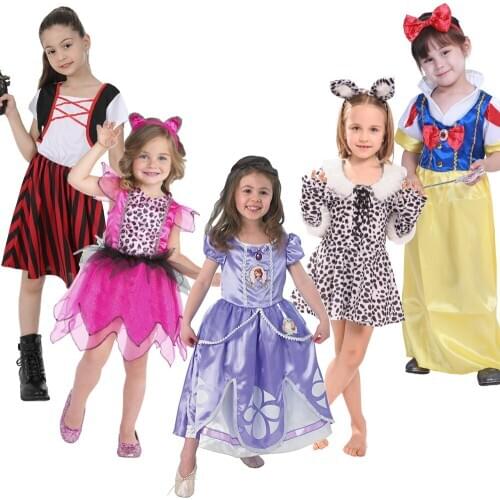 Reneecho Cheap Kids Costume Girls Princess Sofia Costume Native American Cosplay Pink Leopard Fancy Dress Pirate Nurse Costume