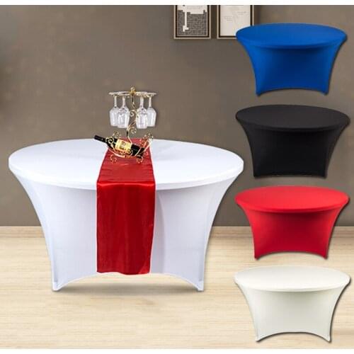 Round High Stretch Tablecloth Table Cover Spandex Table Cloth Wedding Party Table Cover Hotel Home Dining Tablecloth Decor
