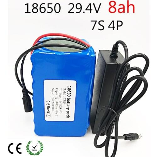 Laudation 24v Battery Pack 8ah high quality 7S4P For Wheelchair Electric Motor Kit 250W 350W Power With 15A BMS+29.4V 2A Charger