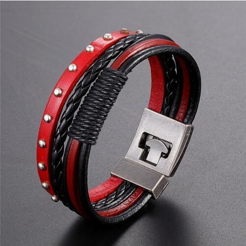 Fashion Bracelet Men Colorful Braided Leather Bracelet Handmade Multi-layer Brand Bracelet Male Wrist Band Gifts Hombres Pulsera