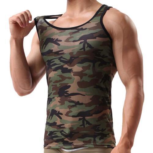 Fitness Men Tank Top Camouflage ElasticityMens Bodybuilding Elasticity Tank Tops Singlet Brand Clothing Sleeveless Shirt