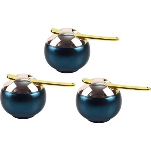 Set Of 3 8ml Blue Lip Balm Storage Jar Makeup Lipstick Pot Container Case