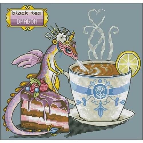 Black tea dragon patterns counted 11CT 14CT DIY Cross Stitch Sets wholesale Cross-stitch Kits Embroidery Needlework