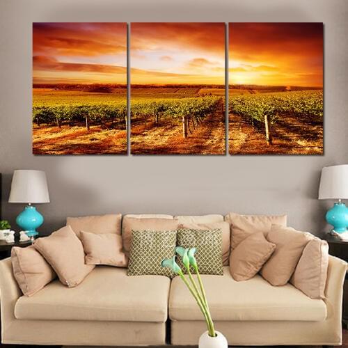 2017 New Sale 3 Panels Wall Painting Canvas Yellow Sunset Glow On Large Canvas Print Painting Home Decor Art Picture