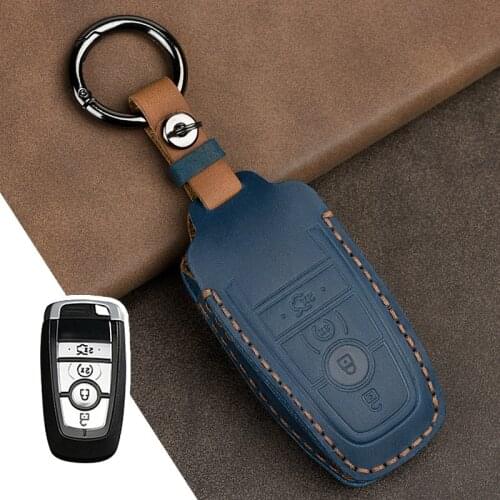 Genuine Leather Handmade Car Key Cover key Case For Ford Mondeo Fusion F150 Mustang Explorer Edge Ecosport F-150 F-250