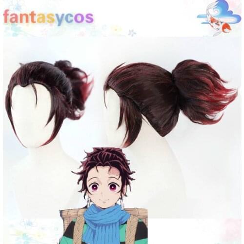 Tanjirou Kamado Anime Demon Slayer Kimetsu No Yaiba Cosplay Wigs Hair Wig +Free Wig Cap