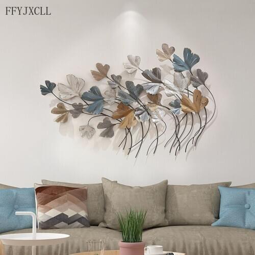 Large Size European Handmade Retro Wrought Iron Color Leaf Wall Decoration Creative Living Room Sofa Background Wall Pendant