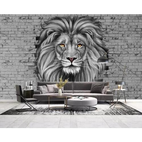 Custom Photo Wallpaper Modern Black And White Lion Mural Living Room Kids Bedroom Background Wall Painting Creative Art Frescoes