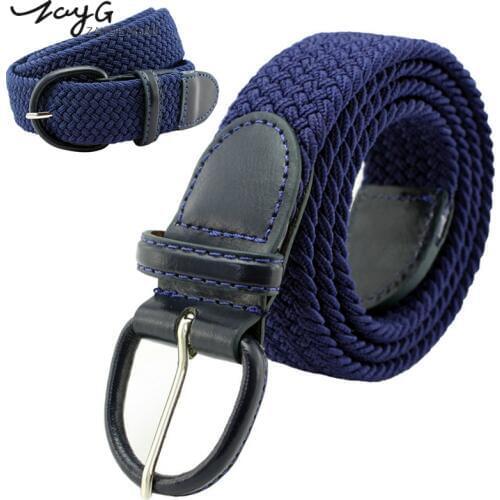 ZAYG Pin Buckle Anti-allergy Women Belt Stretchable Strap Casual fashion Female Waistbands Knitted Belt Jeans Belts for Women