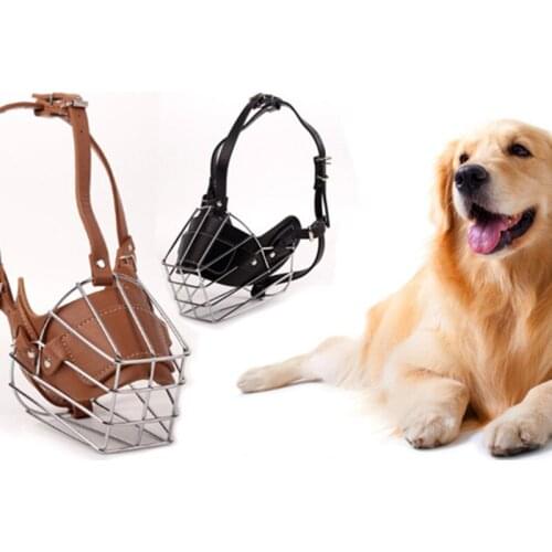 Strong Metal Wire Basket Dog Muzzle For Large Dog Amstaff Pitbull Bull Terrier Anti-Bite Bark Chew Muzzles 2 Color
