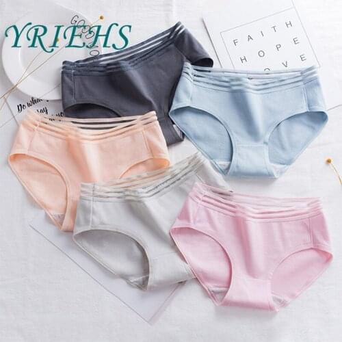 YRIEHS Medium Low Waist Simple Breathable Hollow Out Girls' Large Briefs