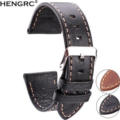 Cowhide Watchbands Soft Thin 22mm 24mm Black Dark Brown Women Men Genuine Leather Watch Band Strap Belt With Pin Buckle