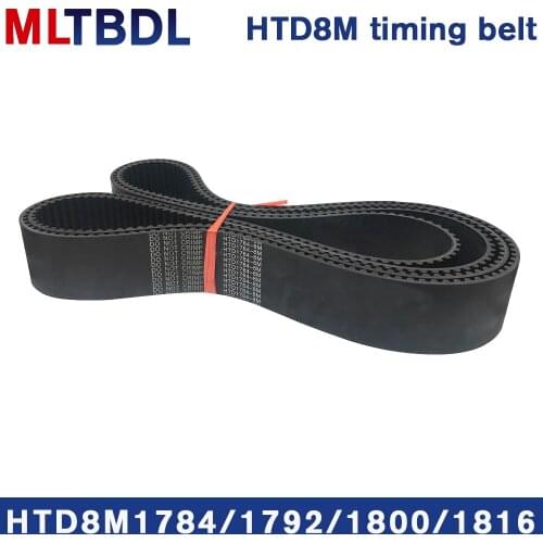 Rubber synchronous belt HTD8M 1784 1792 1800 1816 pitch=8mm arc tooth industrial transmission toothed belt width15/20/30/40