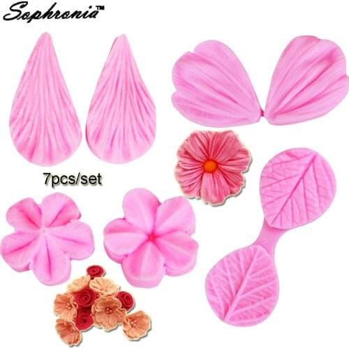 Sophronia Tulip Flower Leaf Petal Silicone Molds Fondant Cake Decorating Tools Chocolate Clay Kitchen Baking 4pcs/set M-C082