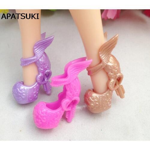 3pairs/lot Mix Colors Wing Design Shoes High Heel Shoes For Monster High Dolls Fashion Sandals For Monster Dolls