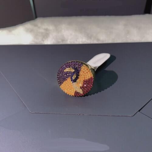 UMGODLY High Quality Fahsion Copper Ring Yellow Gold Color Tropical Jungle Multicolor Zirconia Toucan Round Ring Women Jewelry