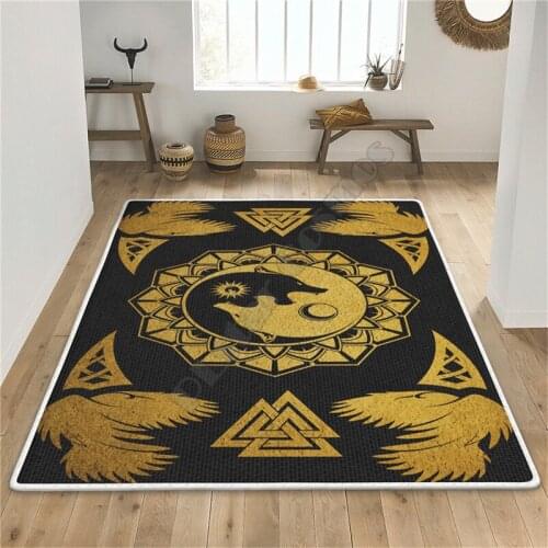 Viking Wolf 3D All Over Printed Rug Floor Mat Rug Non-slip Mat Dining Room Living Room Soft Bedroom Carpet
