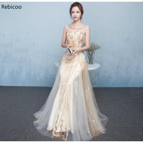 New Champagne Color Long Formal Dress Women Party Vestidos Robe de soiree Elegant Gown