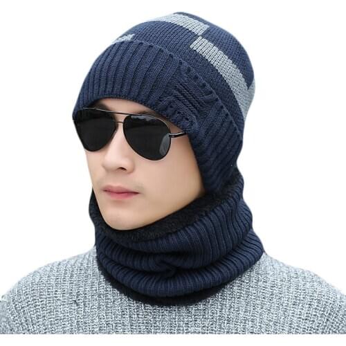 Winter Beanies Men Scarf Knitted Hat Caps Set Thick Warm Baggy Winter Caps For Men Women Skullies Beanies Hats Gorras Bonnet