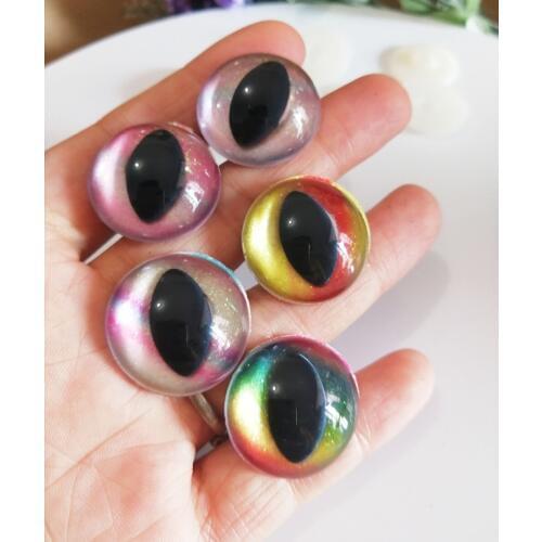 10pcs/lot-- mixed color 25mm plastic clear safety toy cat eyes +new rainbow fabric + hard washer for plush doll findings--RC