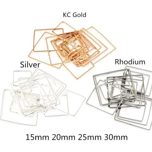 10pcs Copper KC Gold/Silver/Rhodium Color Square Pendant for DIY Earrings Making Earring Connector Findings Jewelry Accessories
