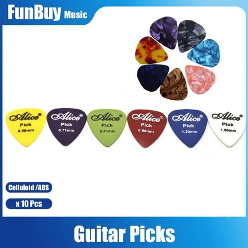 10pcs Multi Color Celluloid ABS Guitar Picks Bass Mediator Acoustic Electric Guitara Accessories