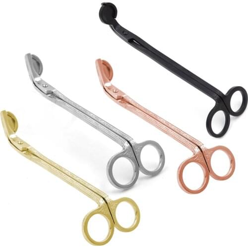 18cm Candle Wick Trimmer Stainless Steel Candle scissors trim wick Cutter Snuffer Round head Hook ClipperBlack Rose Gold Silver
