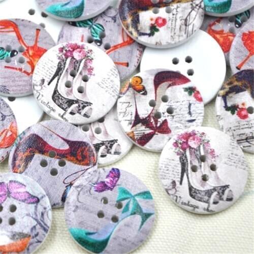 New 20 pcs High Heel Shoes Wood Buttons 30mm Sewing Craft Mix Lots WB270