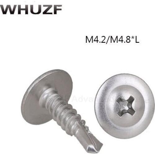 20PCS-M4.2/M4.8*13/16/19-50 304 Stainless Steel Large Flat Head Self Drilling Tapping Screws / Round Head Screw