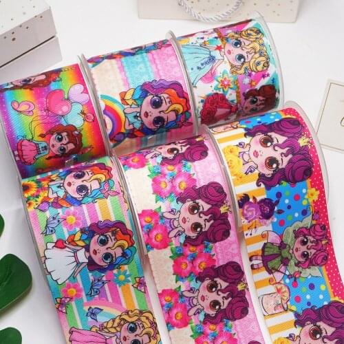 3 Inch 75 mm Cartoon Printed Grosgrain Ribbons For Hair Bows Craft Suppliers 55870